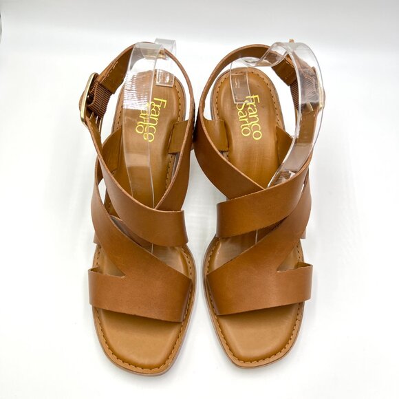 Franco Sarto Womens Size 11 Brown Leather Block Heels Sandals Shoes - Picture 3 of 14